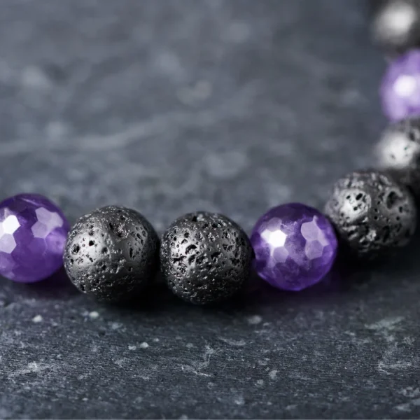 Arkai Bracelet Sanatio En Pierre De Lave & Améthyste De 8 Mm 5
