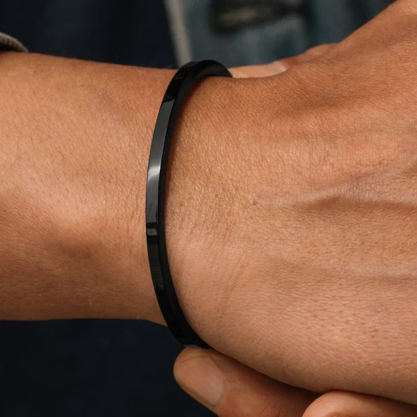 Lucleon Bracelet Manchette Noir à Profil étroit 7