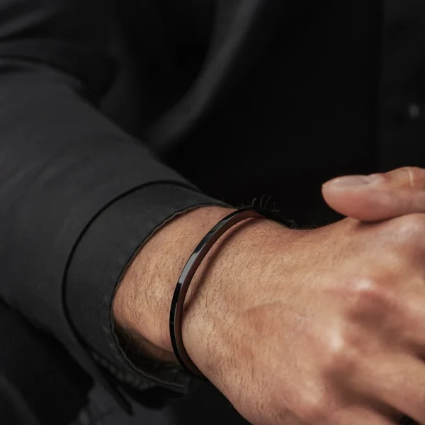 Lucleon Bracelet Manchette Noir à Profil étroit 5