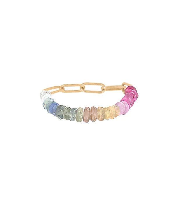 ATELIER PAULIN Bague Chaîne Nonza Saphir Rainbow Gold Filled 3