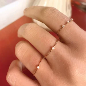 VANRYCKE Bague Stardust 3 Diamants Or Rose 15