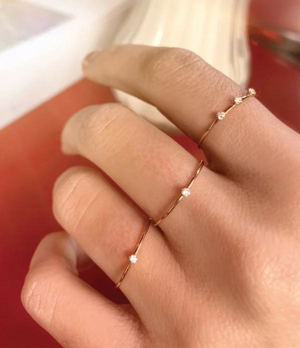 VANRYCKE Bague Stardust 3 Diamants Or Rose 6