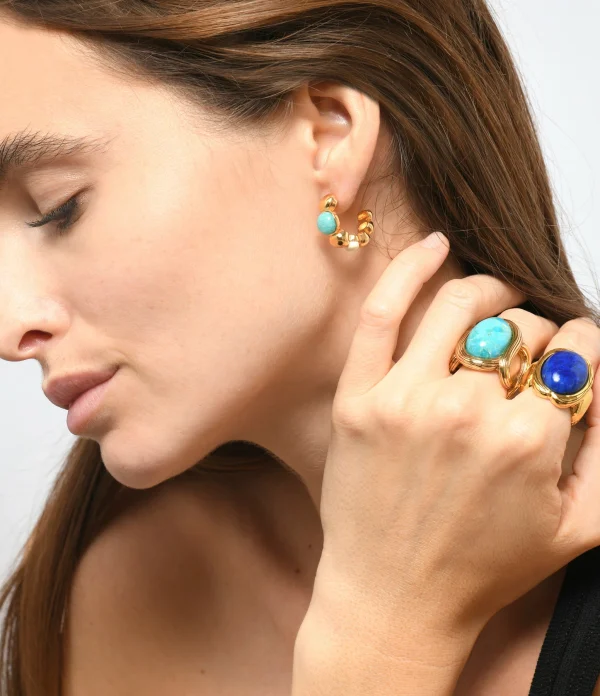 AURELIE BIDERMANN Bague Olfa Lapis Résine Lazuli 3