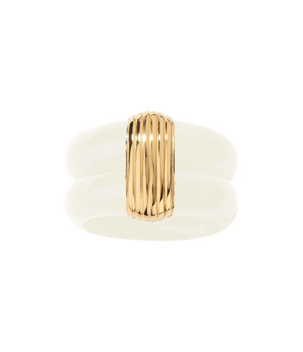AURELIE BIDERMANN Bague Katt MM Résine Ivoire 1