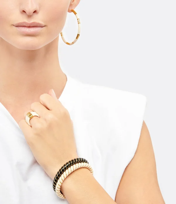 AURELIE BIDERMANN Bague Katt MM Résine Ivoire 3