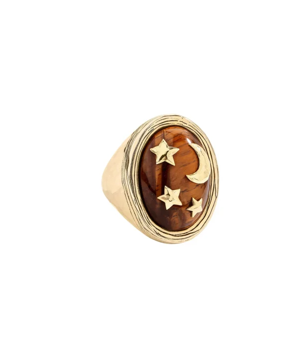 AURELIE BIDERMANN Bague Thania Oeil De Tigre 1