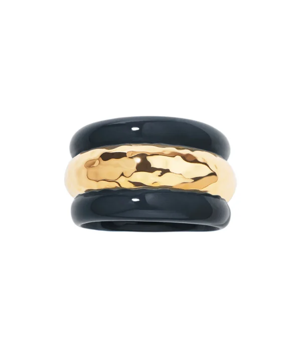 AURELIE BIDERMANN Bague Nazca Résine Noir 1