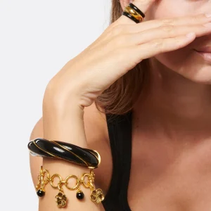 AURELIE BIDERMANN Bague Nazca Résine Noir 6