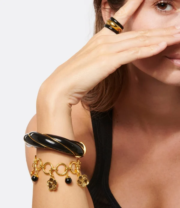 AURELIE BIDERMANN Bague Nazca Résine Noir 3