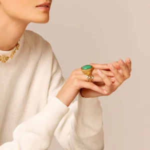AURELIE BIDERMANN Chevalière Miki Malachite 12