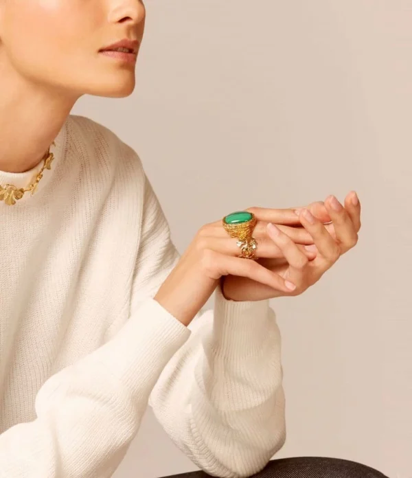 AURELIE BIDERMANN Chevalière Miki Malachite 5
