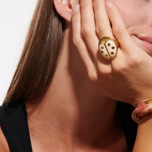 AURELIE BIDERMANN Bague Nawal Résine Ivoire 6