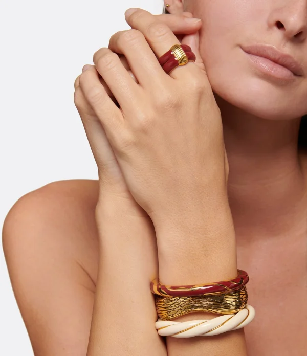 AURELIE BIDERMANN Bague Katt MM Résine Bordeaux 3