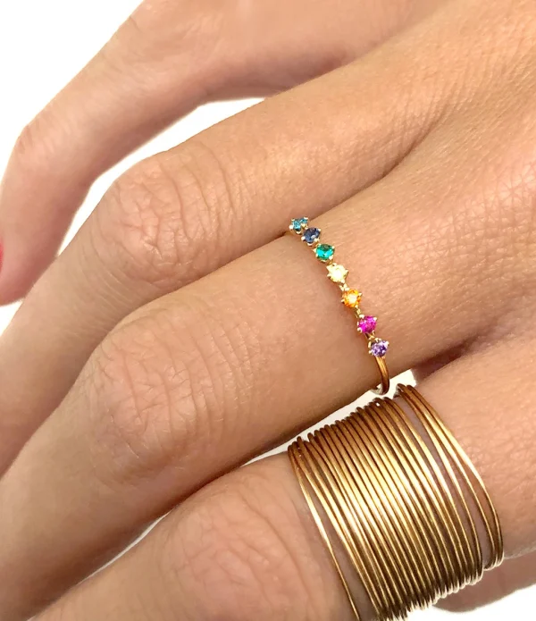 VANRYCKE Bague Stardust Rainbow Or Rose Pierres Multicolores 5