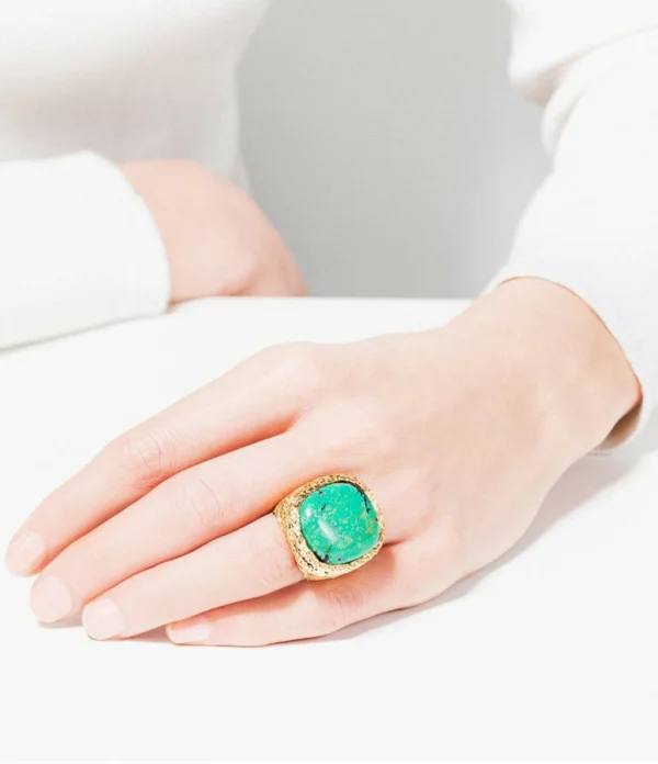AURELIE BIDERMANN Chevalière Miki Turquoise 5