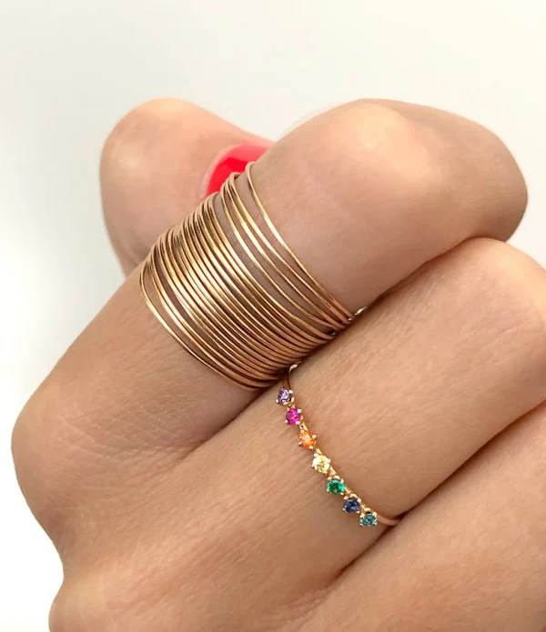 VANRYCKE Bague Stardust Rainbow Or Rose Pierres Multicolores 6
