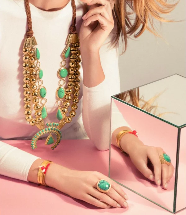 AURELIE BIDERMANN Chevalière Miki Turquoise 6