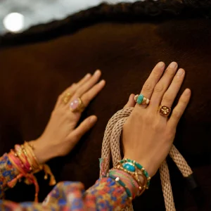 AURELIE BIDERMANN Bague Etania Ivoire Amazonite Doré 6