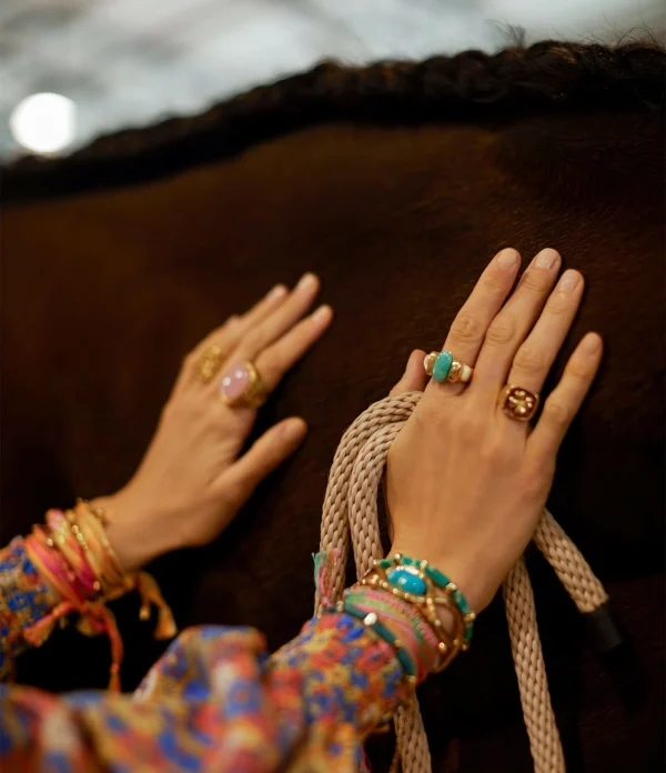 AURELIE BIDERMANN Bague Etania Ivoire Amazonite Doré 3