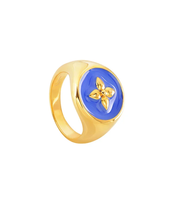 CABIROL Chevalière Croisette Vermeil Bleu Klein 1