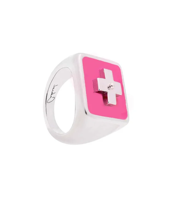 CABIROL Chevalière Destin GM Argent Néon Rose 1