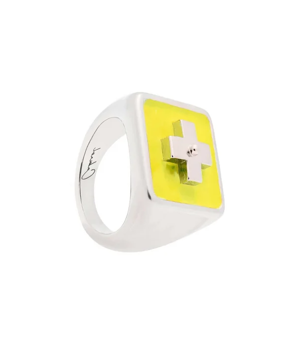 CABIROL Chevalière Destin GM Argent Néon Jaune 1