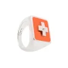 CABIROL Chevalière Destin GM Argent Néon Orange 13