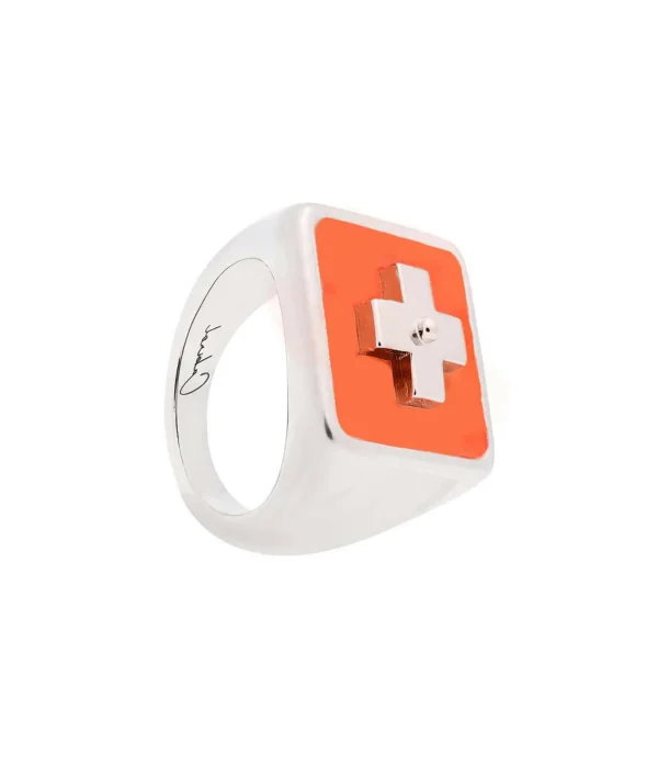CABIROL Chevalière Destin GM Argent Néon Orange 1