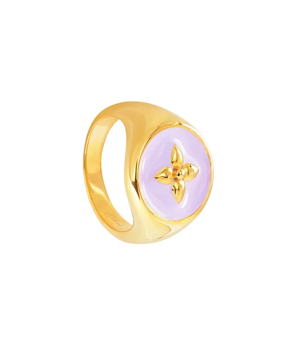 CABIROL Chevalière Croisette Vermeil Rose Poudré 1