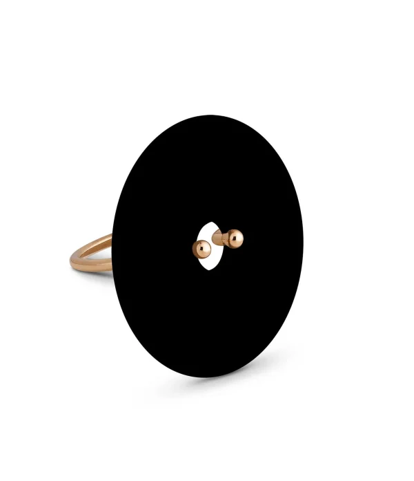GINETTE NY Bague Donut Large Onyx Or Rose 1