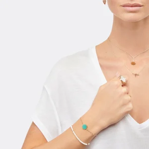 GINETTE NY Bague Disc Or Rose Nacre Blanche 9