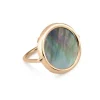 GINETTE NY Bague Disc Nacre Noire Or Rose 5