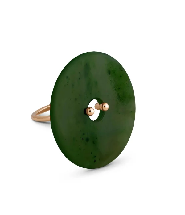 GINETTE NY Bague Donut Large Jade Or Rose 1