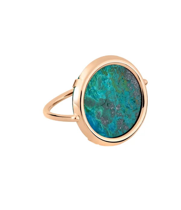 GINETTE NY Bague Jala Disc Chrysocolle Or Rose 1