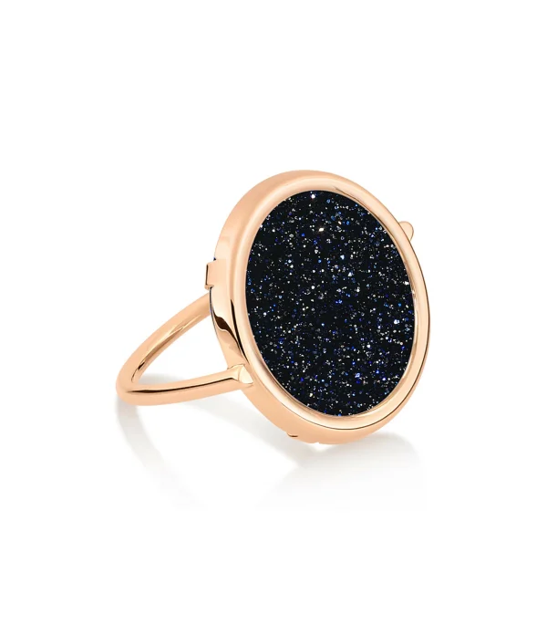 GINETTE NY Bague Disc Blue Sand Stone Or Rose 1