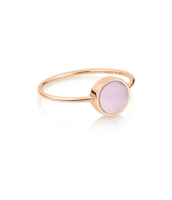 GINETTE NY Bague Ever Mini Disc Or Rose Nacre Rose 1