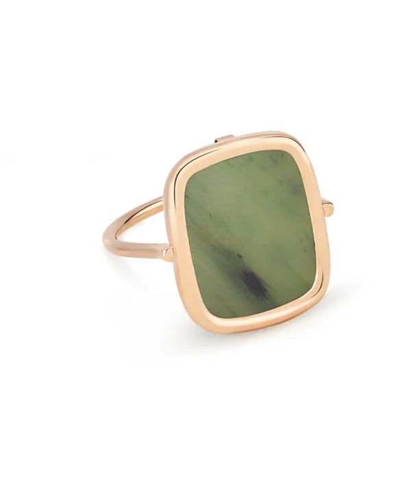 GINETTE NY Bague Antique Jade Or Rose 1