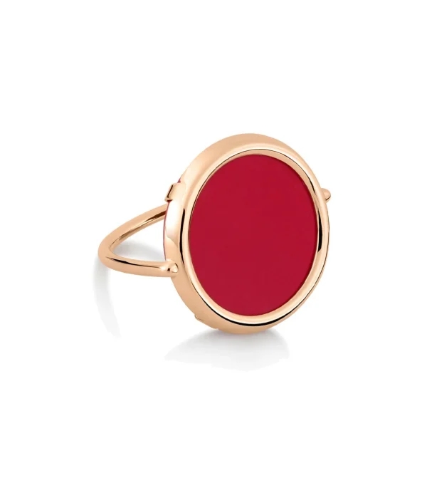 GINETTE NY Bague Disc Or Rose Corail 1