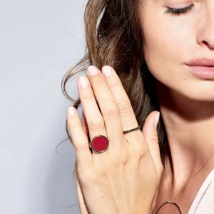 GINETTE NY Bague Disc Or Rose Corail 6
