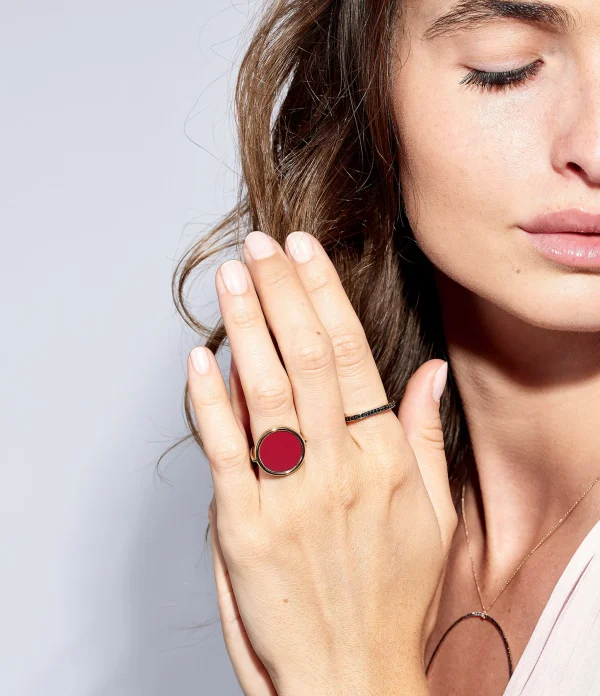 GINETTE NY Bague Disc Or Rose Corail 3