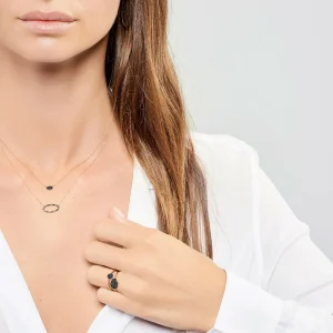 GINETTE NY Bague Ever Mini Disc Or Rose Diamants Noirs 6