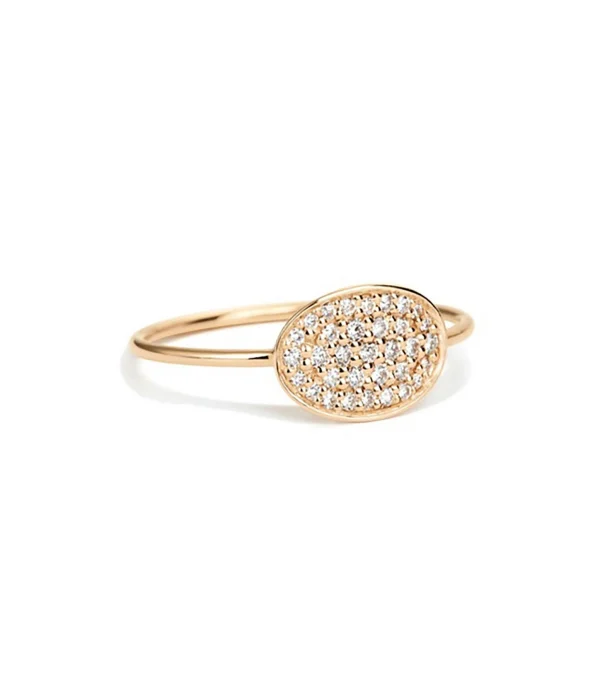 GINETTE NY Bague Ellipses & Sequins Mini Or Rose Diamants 1