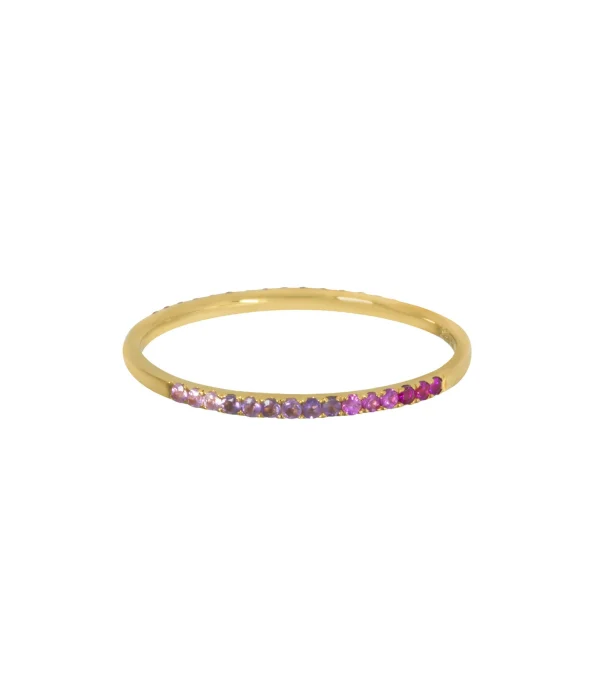 AND…PARIS Bague Alliance Pavée Dégradée Saphirs Roses Or 1