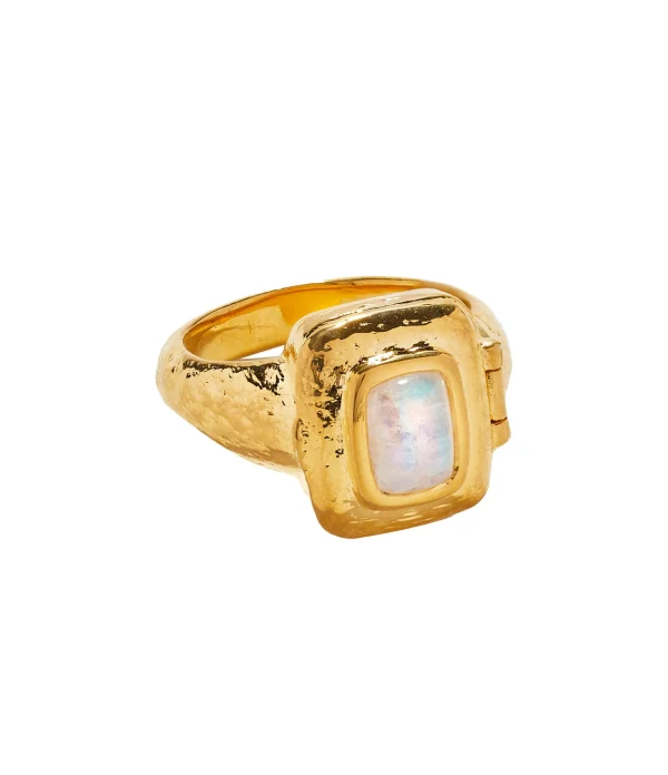 PAMELA LOVE Bague Alexis Pierre De Lune Argent Doré 1