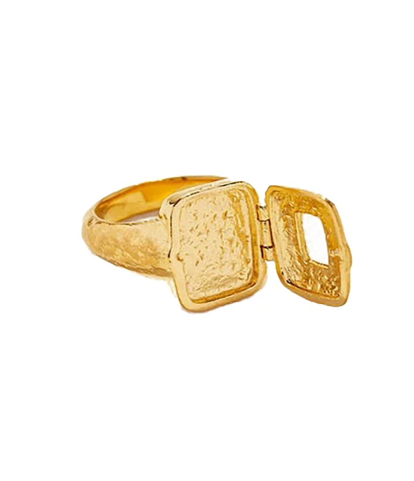 PAMELA LOVE Bague Alexis Pierre De Lune Argent Doré 3