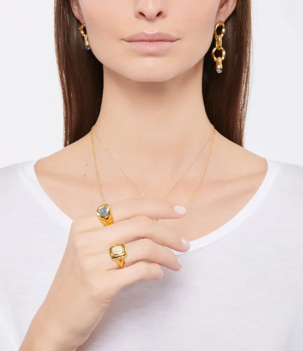 PAMELA LOVE Bague Alexis Pierre De Lune Argent Doré 4