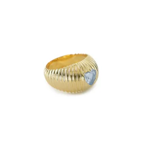 TITYARAVY Bague Prema Topaze Bleue Argent Doré 7