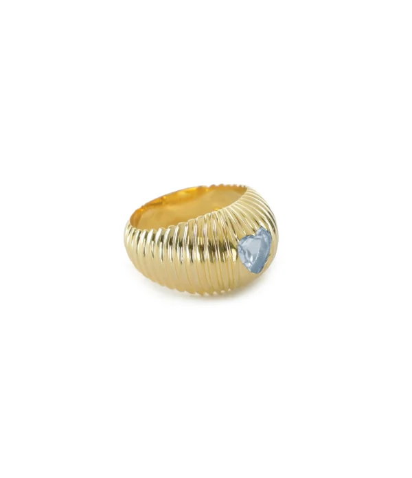 TITYARAVY Bague Prema Topaze Bleue Argent Doré 3