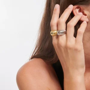TITYARAVY Bague Prema Topaze Bleue Argent Doré 9