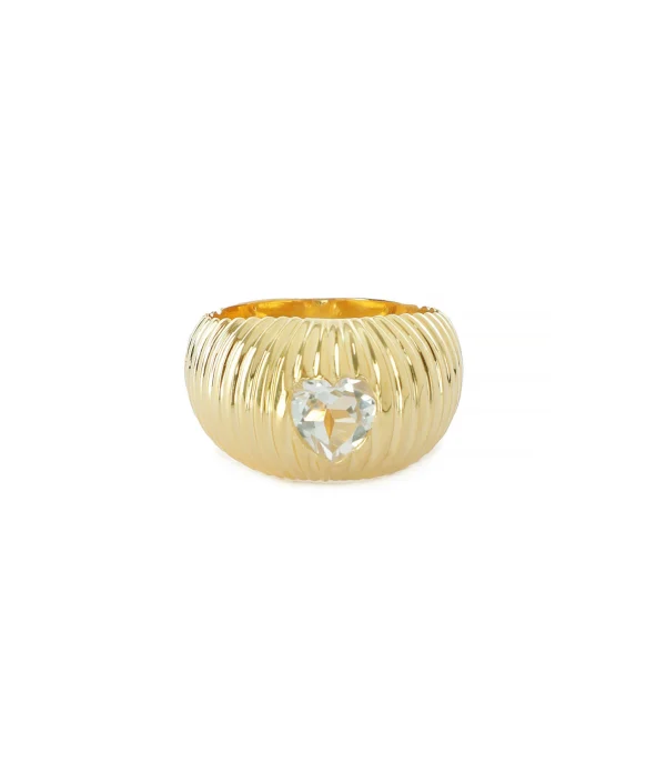 TITYARAVY Bague Prema Topaze Blanche Argent Plaqué Or 1